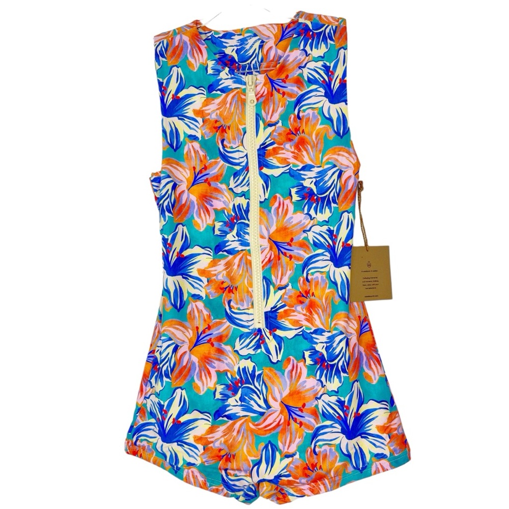 NWT TROPICAL STONE FOX SWIM ONE PIECE ZIP UP XL